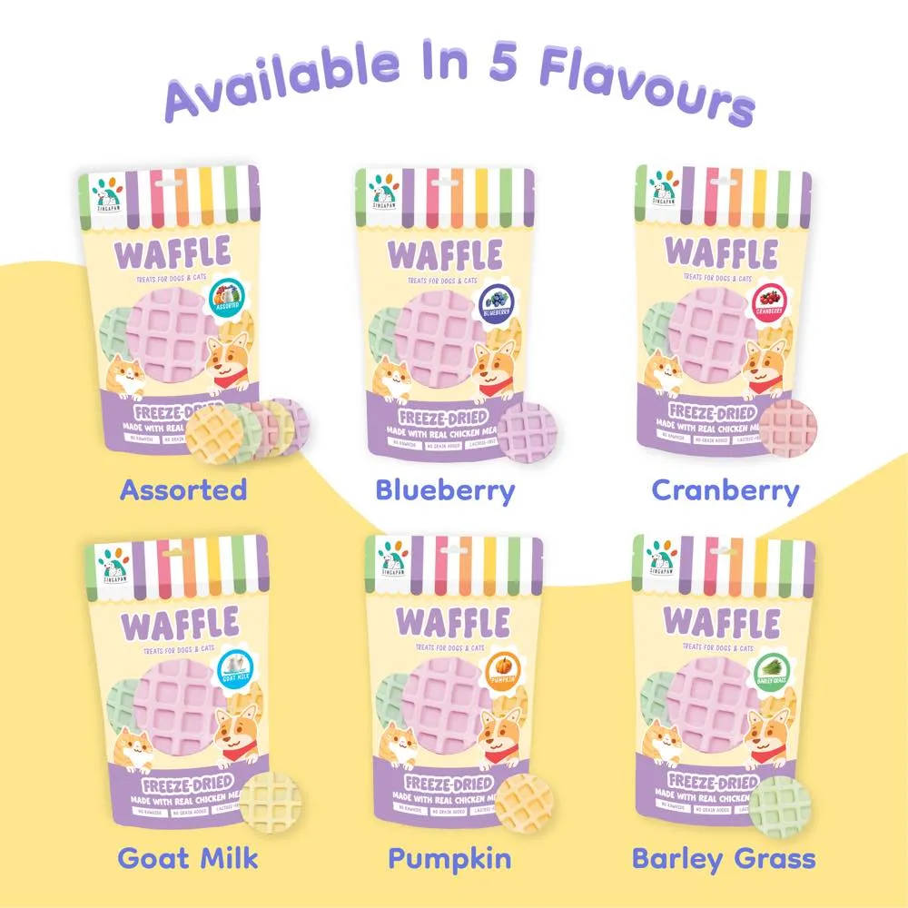 15% OFF: Singapaw Waffle Chicken & Blueberry Grain-Free Freeze-Dried Treats For Cats & Dogs 120g
