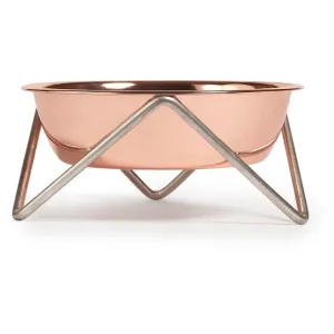 ELEVATED MEOW LUXE COPPER CAT BOWL WITH CHROME STAND - BENDO