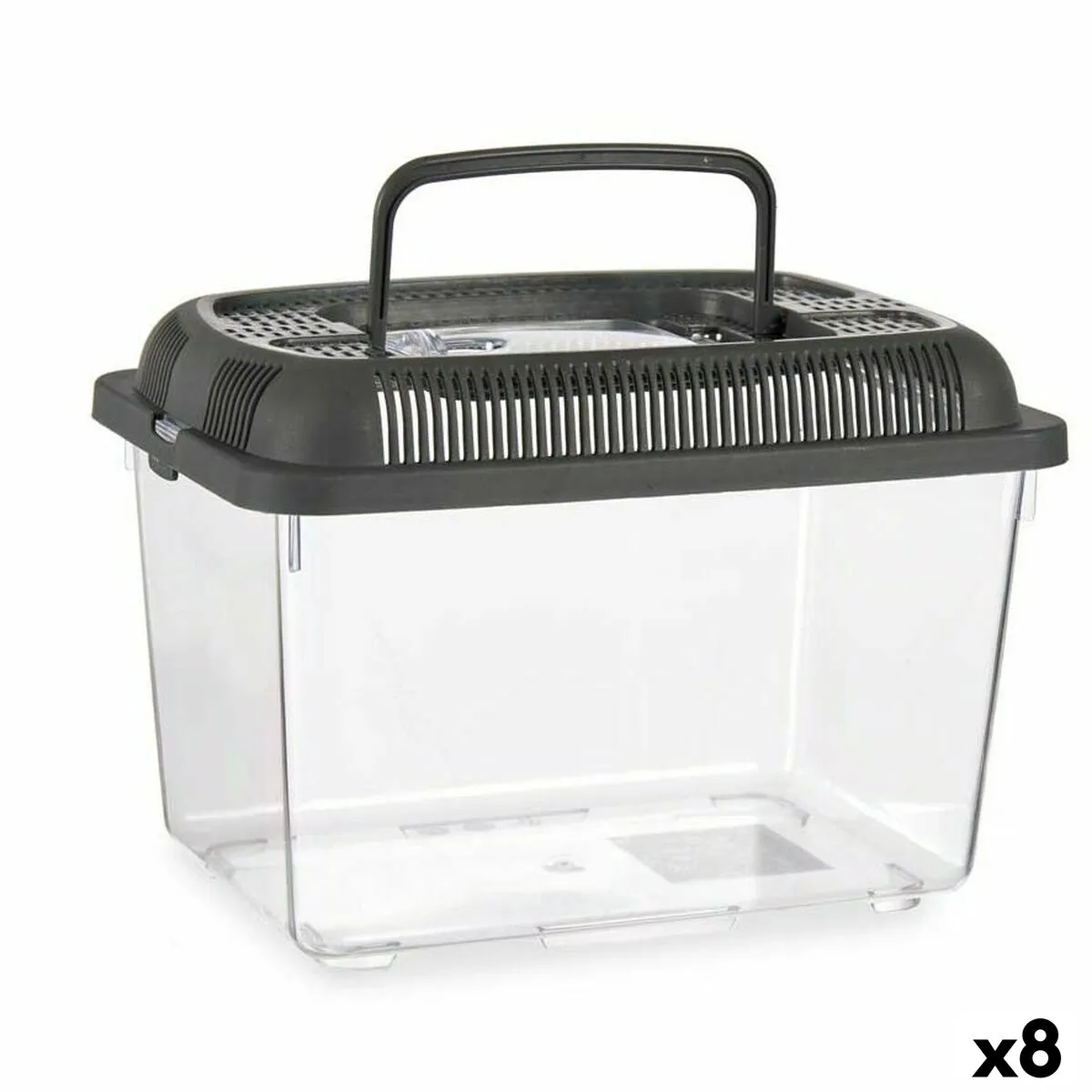 Fish Tank with Handle Large Grey Plastic 7 l 20 x 20 x 30 Cm 8 Units
