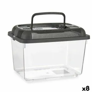 Fish Tank with Handle Large Grey Plastic 7 l 20 x 20 x 30 Cm 8 Units