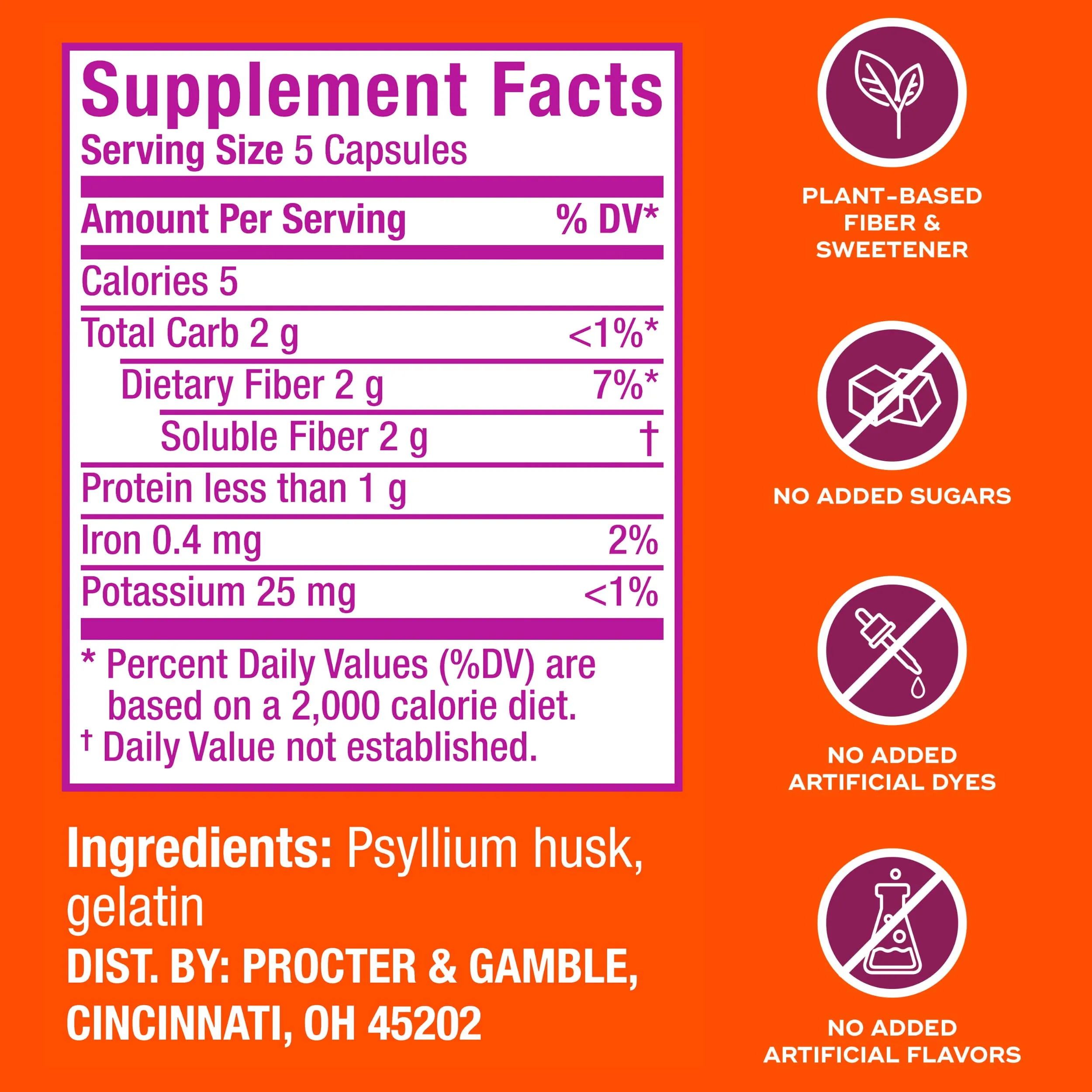 Metamucil 3-in-1 Fiber Capsules, Daily Psyllium Husk Fiber Supplement, Fiber Capsules for Digestive Health, Plant-Based Psyllium Husk Fiber Capsules, #1 Doctor Recommended Fiber Brand, 300ct Capsules