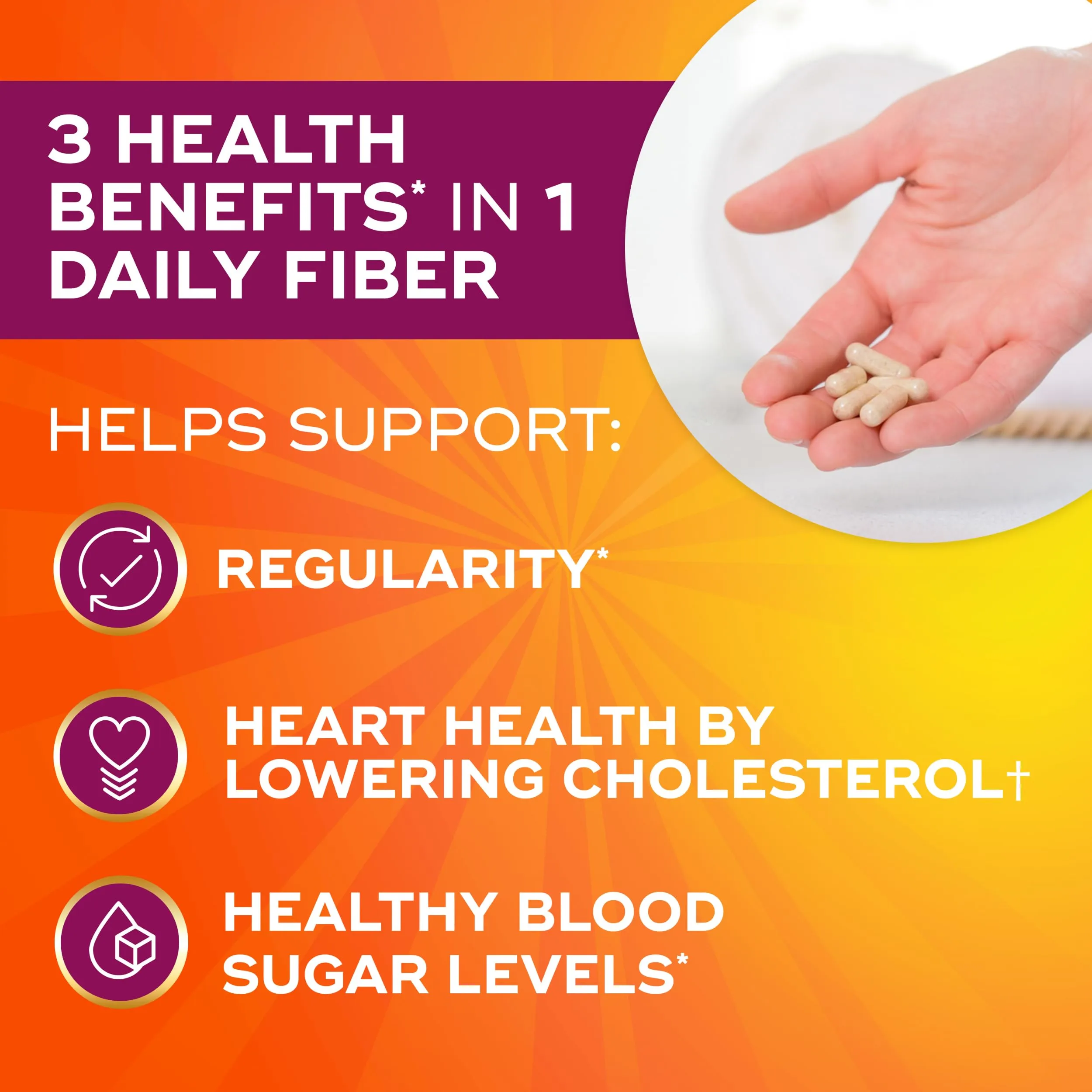 Metamucil 3-in-1 Fiber Capsules, Daily Psyllium Husk Fiber Supplement, Fiber Capsules for Digestive Health, Plant-Based Psyllium Husk Fiber Capsules, #1 Doctor Recommended Fiber Brand, 300ct Capsules