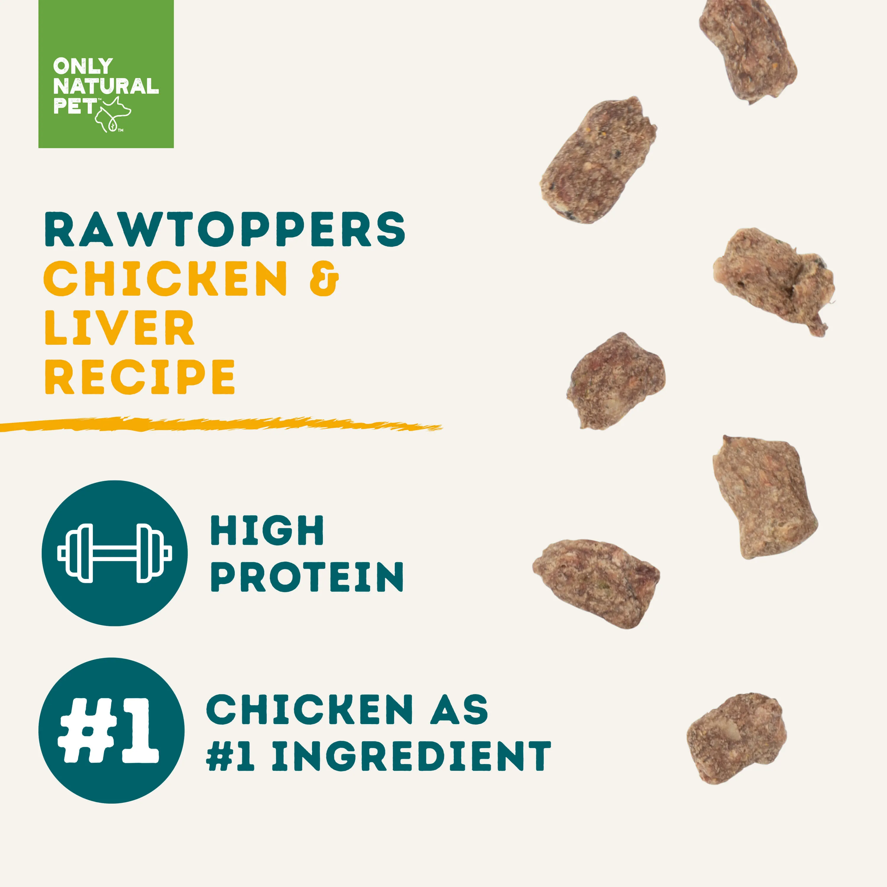 Only Natural Pet Raw Toppers Freeze-Dried Cage-Free Chicken & Liver Meal Toppers for Dogs