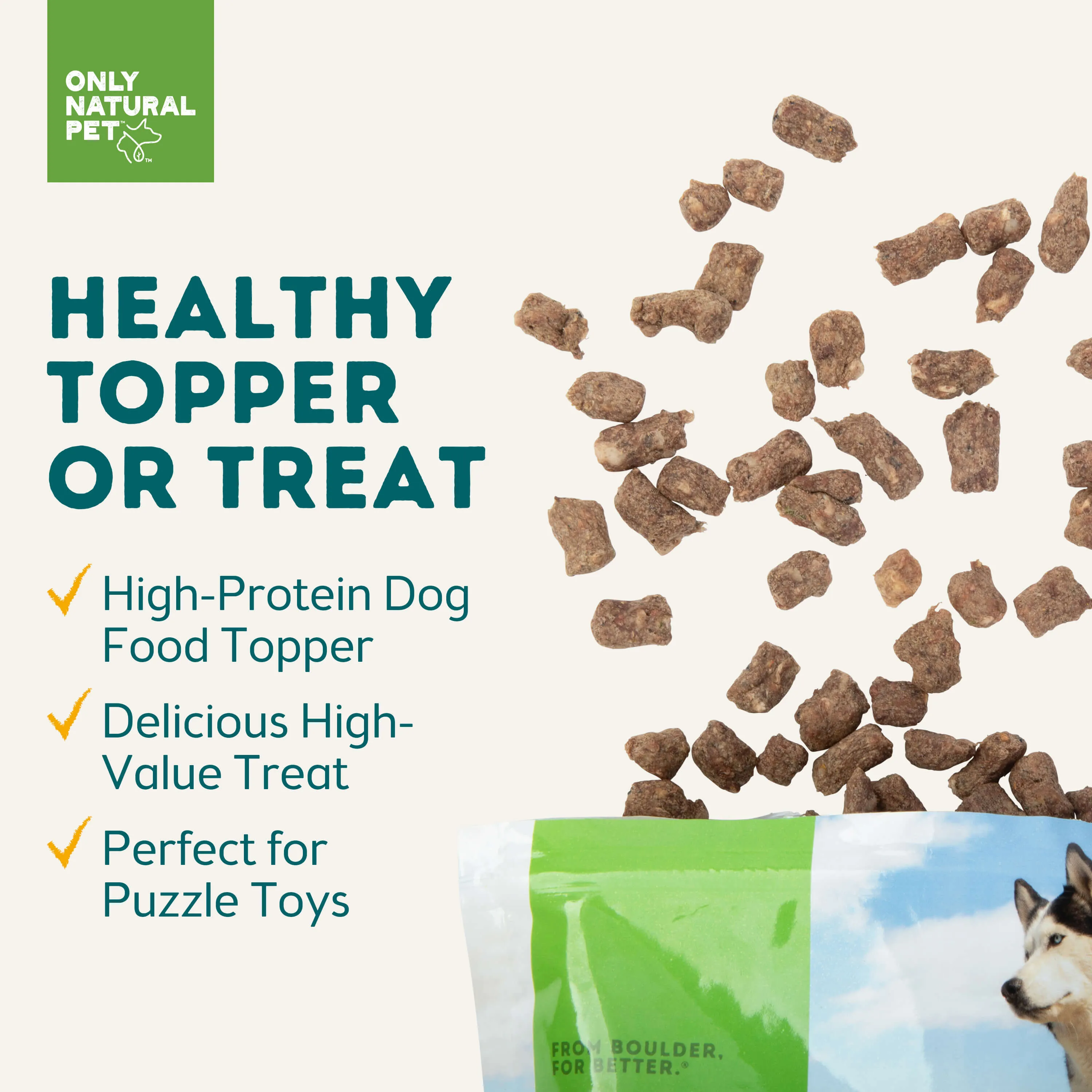 Only Natural Pet Raw Toppers Freeze-Dried Cage-Free Chicken & Liver Meal Toppers for Dogs