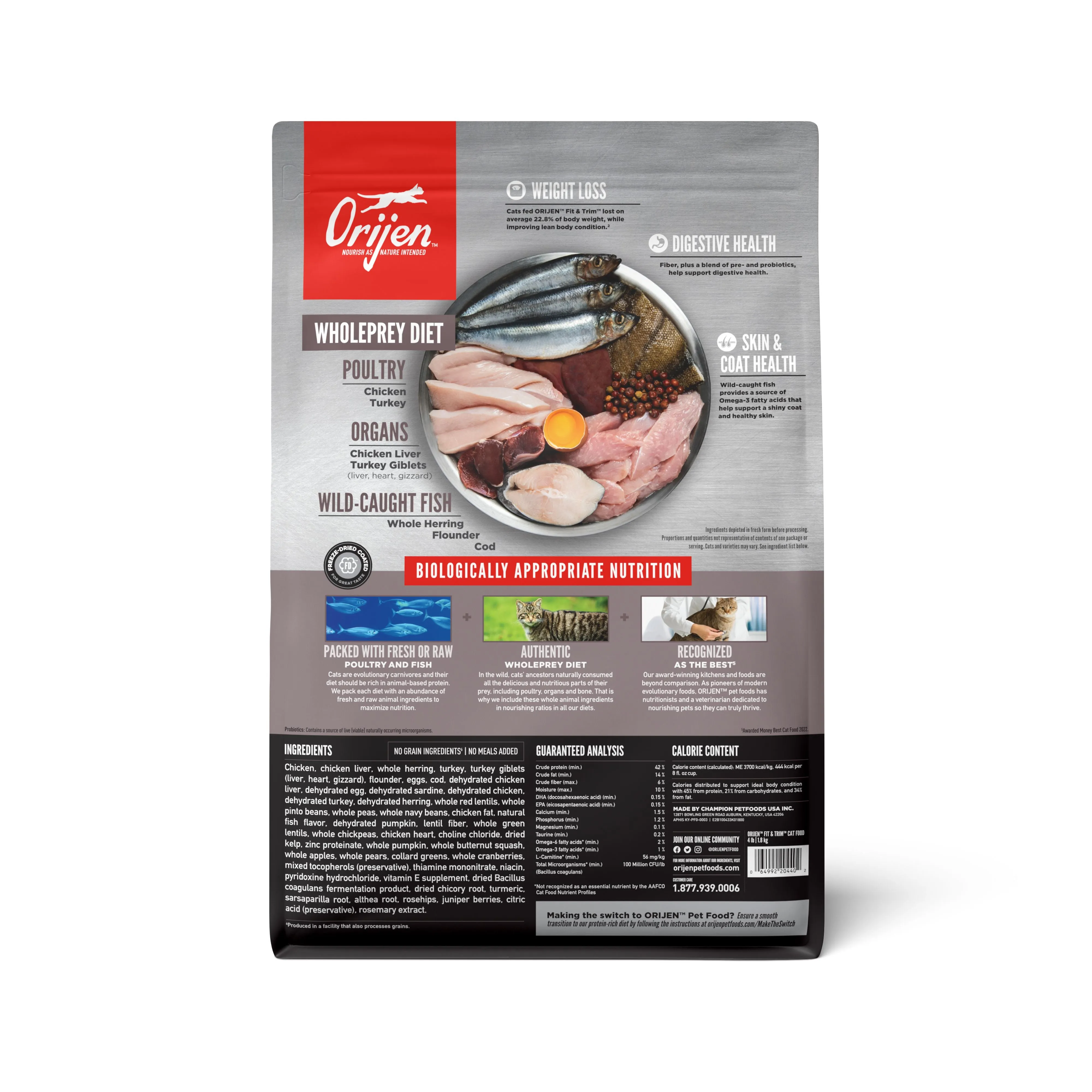ORIJEN Fit and Trim Biologically Appropriate Dry Cat Food 1.8kg