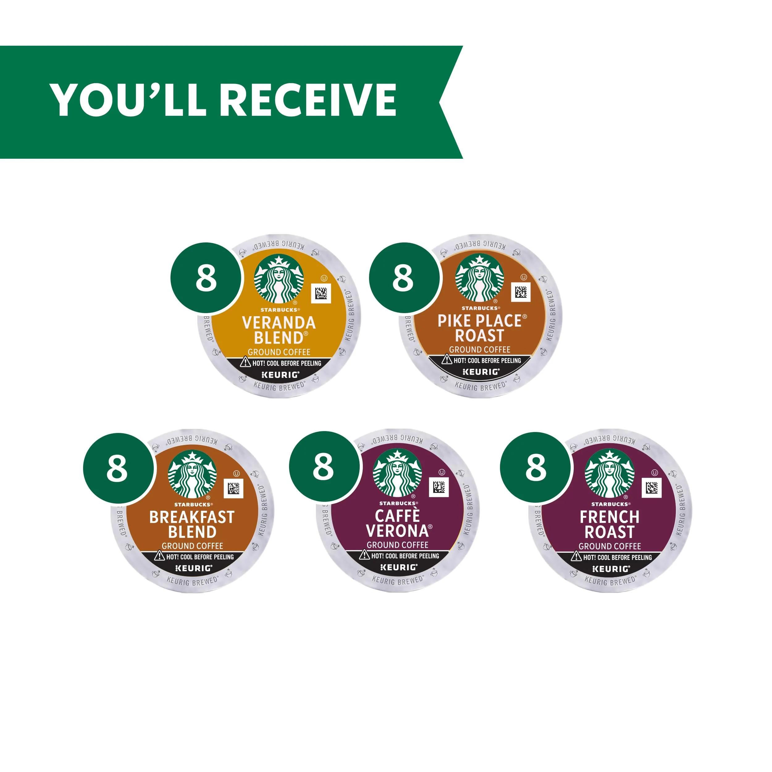 Starbucks K-Cup Coffee PodsStarbucks Blonde, Medium & Dark Roast CoffeeVariety Pack for Keurig Brewers100% Arabica1 box (40 pods total)