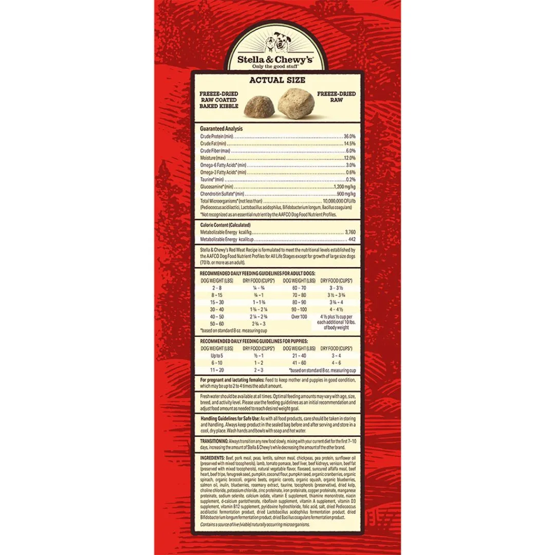 Stella and Chewy's Red Meat Grain-Free Raw Blend Baked Kibble Dry Dog Food