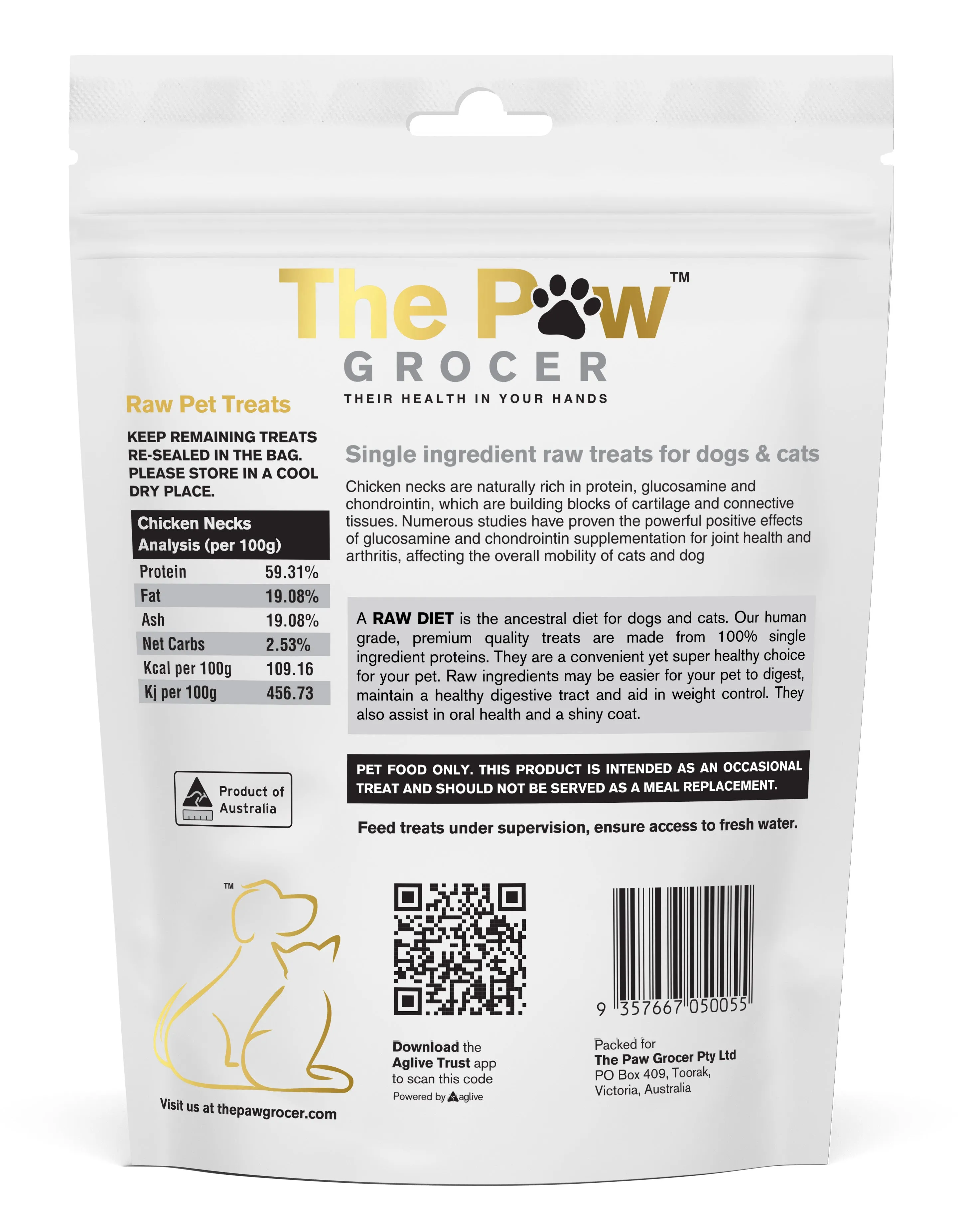 The Paw Grocer Freeze Dried Cat & Dog Treats (Chicken Necks)