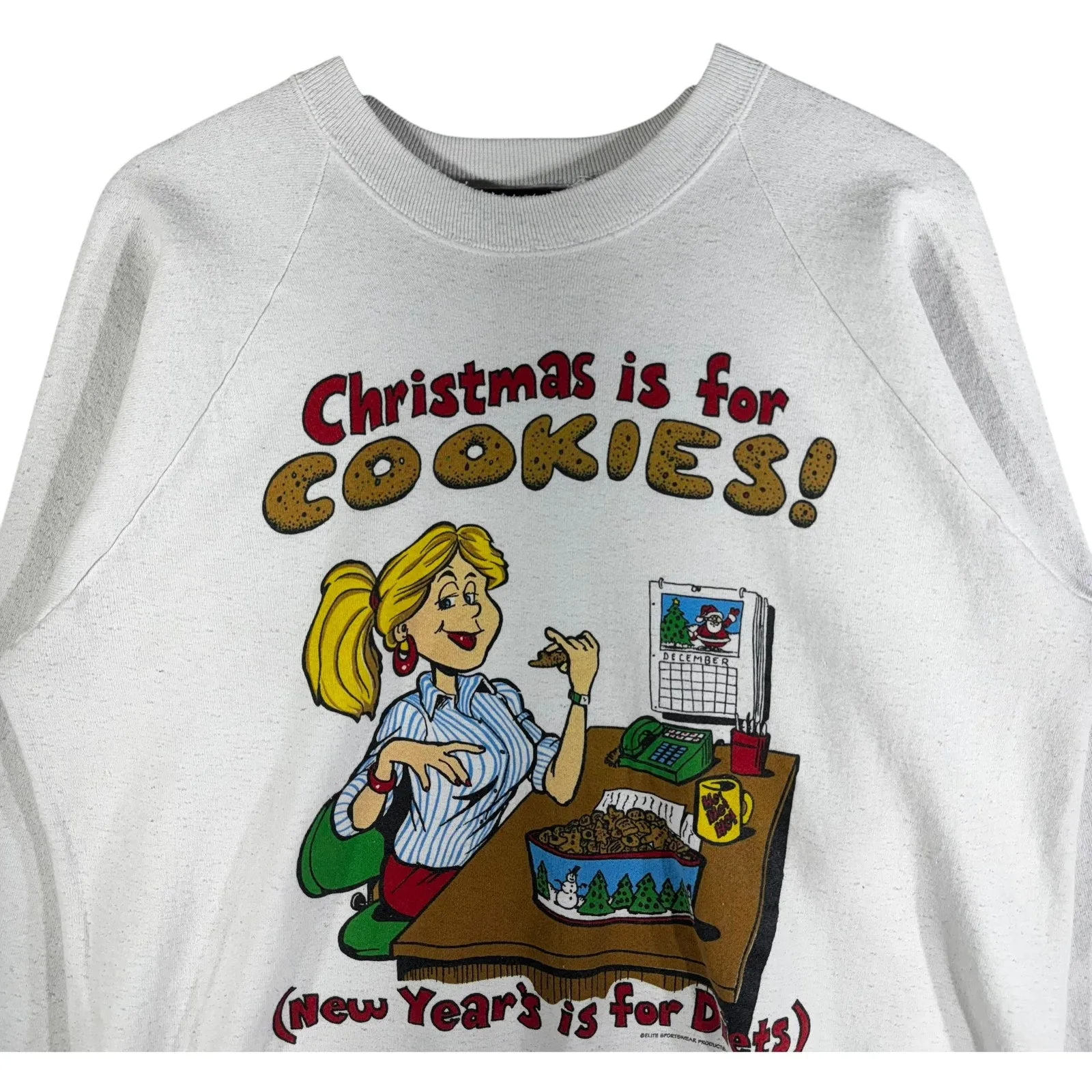 Vintage Women's Christmas is for Cookies Humor Novelty Crewneck 90s