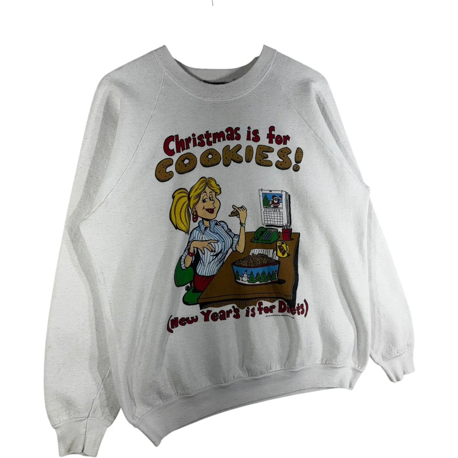 Vintage Women's Christmas is for Cookies Humor Novelty Crewneck 90s